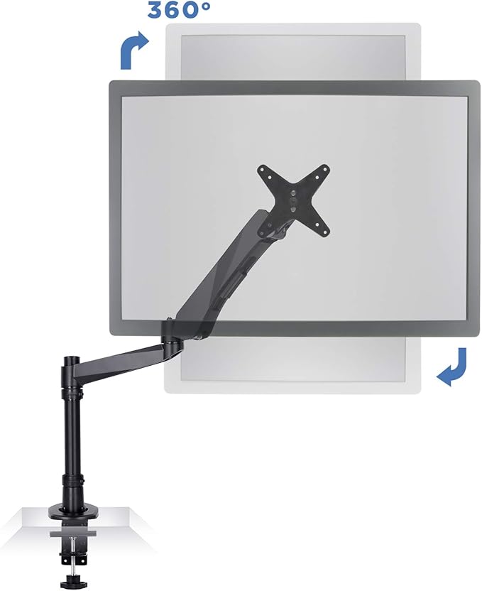 Mount-It! Premium Modular Monitor Desk Mount Arm Stand | Full Motion Gas Spring Arm Fits 19 21.5 24 27 32 Inch Computer Screens with 75 100 VESA Patterns | C-Clamp and Grommet Bases | Black