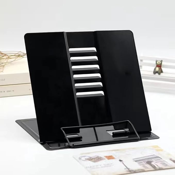 Citmage Desk Book Stand Document Holder Heavy Duty Metal Reading Stand with Book Magazine Menu iPad Music Score Speech Draft with 6 Adjustable Positions,Black Compact