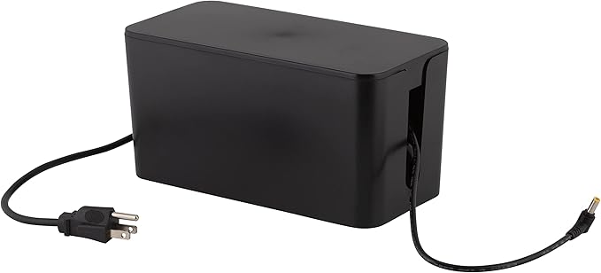 Simplify 2 Pack Cable Organizer Box | Multi-sized | Hidden Storage with Lid | Chargers & Wires | Computer & TV Cords | Black