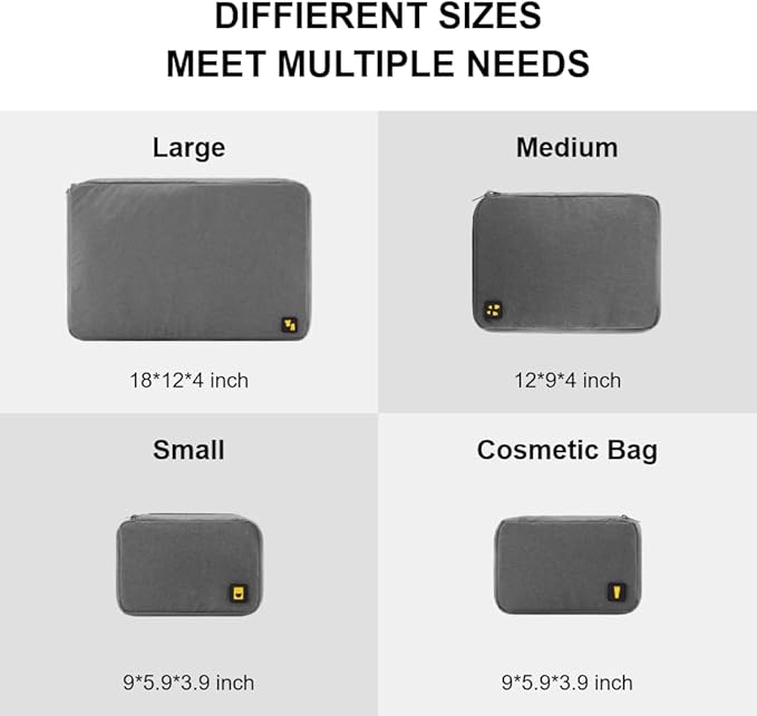 LEVEL8 4 Set Packing Cubes Travel Luggage Packing Organizers