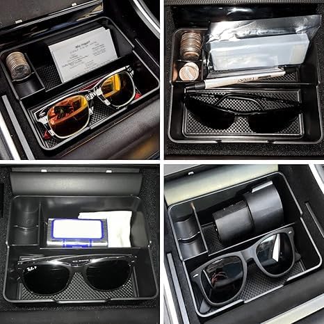 JOJOMARK Compatible with Tesla Model 3/Y Accessories Center Console Organizer Tray Fits for Tesla Model 3 2017 2018 2019 2020 /Model Y 2020 （The cover closed Rotary version）