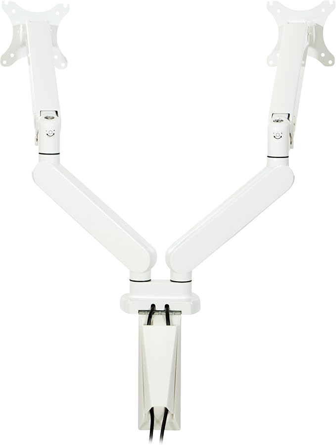 Office Star Ascend II Double Monitor Arms with Dual USB 3.0 Ports, 3-Point Rotation and VESA Mounting Bracket for 17-inch to 30-inch Monitors, White
