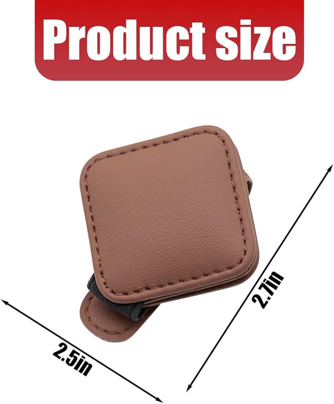 Sunglasses Holder for Car Visor, Magnetic Leather Vehicle Glasses Ticket Card Clip, Automotive Interior Eyeglass Hanger Organizer Accessories, Universal for SUV, Sedan, Truck (Brown)