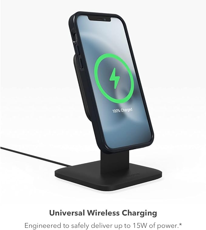 Mophie - 15W Wireless Charging Stand Compatible with snap and MagSafe for Smartphones, iPhone, Google Pixel, Samsung Galaxy, Qi-Enabled Devices