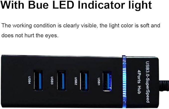 4 Port USB Hub High Speed USB 3.0: 5Gbps Data Hub