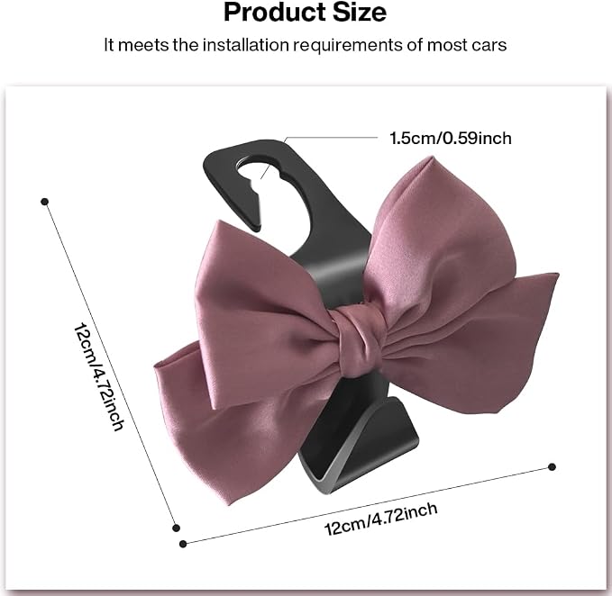 2 Pack Car Seat Headrest Hook, Auto Seat Hook Hangers Storage Organizer Interior Accessories for Handbag Clothes Coats Grocery Bags (Leather pink)