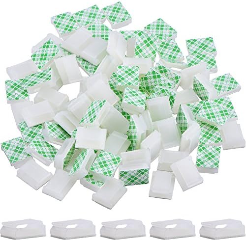 Hicarer 100 Pcs Christmas Light Clips Adhesive Hooks for Outdoor String Cable Wire Clips Adhesive Wire Management Cord Holder for The Wall, Under Desk, Car, Home and Office (Large, White)