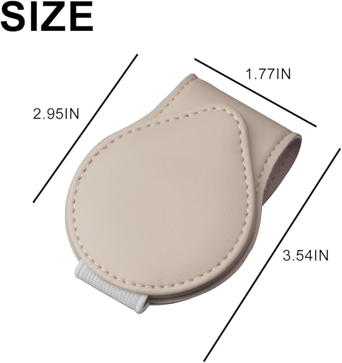 Mandark Magnetic Sunglass Holder for Car Visor, Leather Vehicle Eyeglass Hanger Clip, Automotive Interior Ticket Card Glasses Organizer Clamp Accessories, Universal for SUV, Sedan, Truck(Beige)
