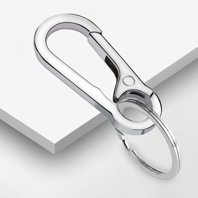 Metal Keychain Key Ring with Clip – Sleek Organizer for Car & Home – Purse Hook for Women & Men