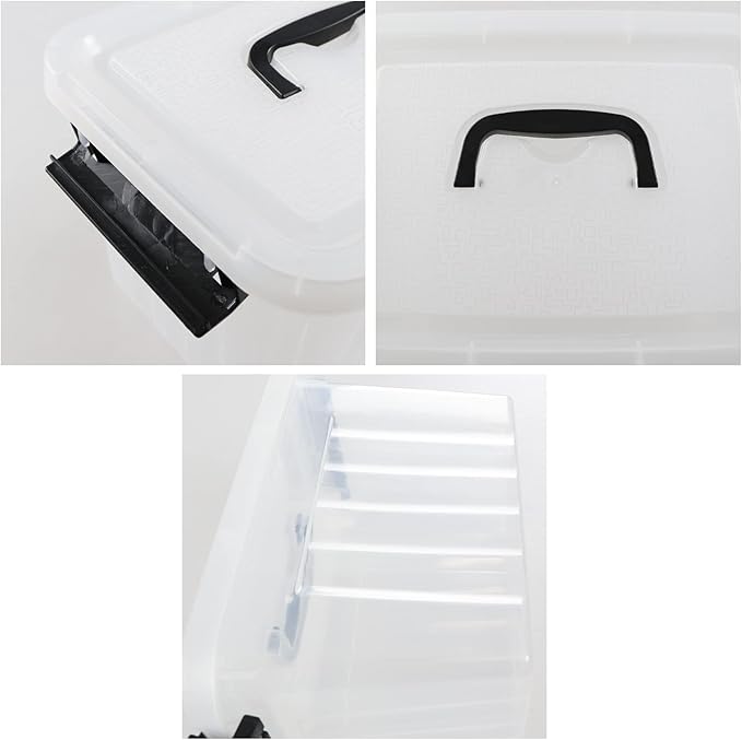 Sandmovie 6 Quart Clear Plastic Storage Bins with Lids, 6 Packs