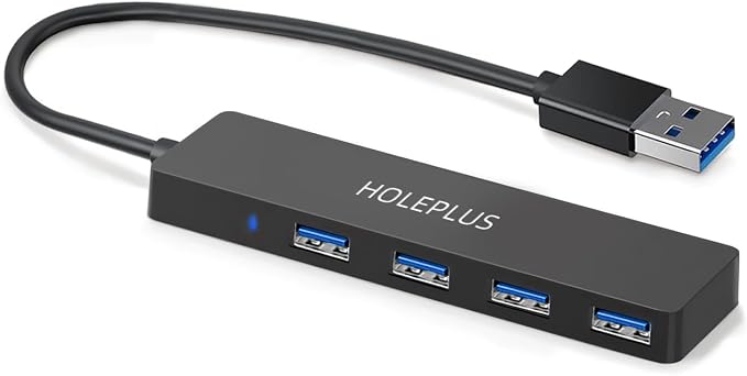 4-Port USB 3.0 Hub, Ultra-Slim Data USB Hub, for MacBook, Mac Pro, Mac mini, iMac, Surface Pro, XPS, PC, Flash Drive, Mobile HDD (U1 0.59ft)