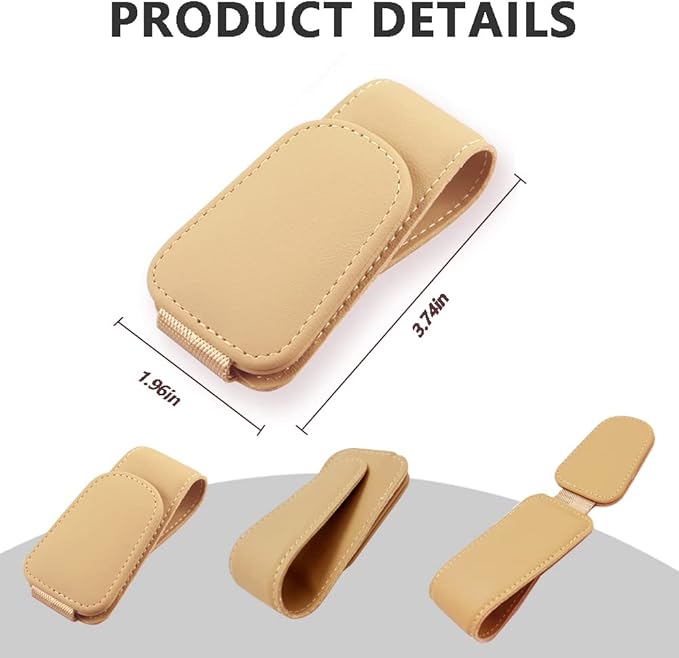Sunglass Holder for Car, Magnetic Leather Eyeglass Hanger Clip for Car Sun Visor, Sunglasses Holder and Ticket Card Clip for Car Visor Accessories (1Pack Beige)