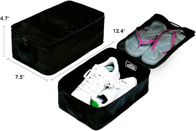 Travel Shoe Bags, Foldable Waterproof Shoe Pouches Organizer-Double Layer (8 Black Shoe Bags)