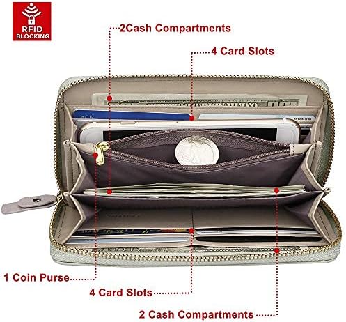 FT FUNTOR Wristlet Wallets for Women, Ladies PU Vegan Leather Clutch Wallet Zip around Phone Purse Card Holder Organizer