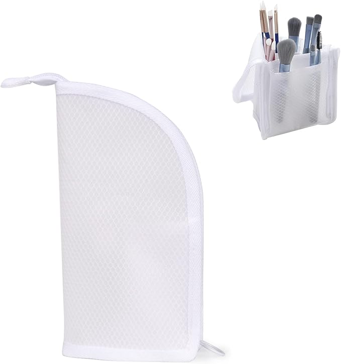 Patu Standing Travel Toiletry Bag - Transparent Waterproof PVC Mesh Pouch with Triangle Design for Bathroom Essentials & Personal Care, White