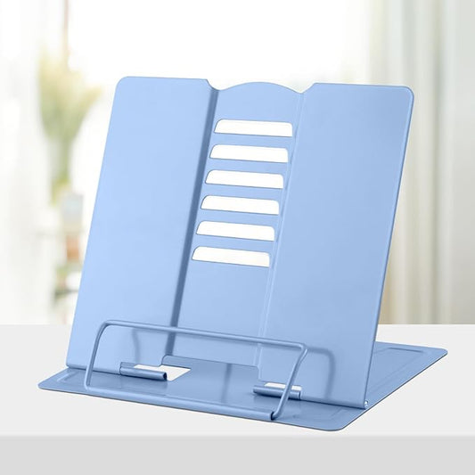 Honagu Desk Book Stand Metal Reading Rest Book Holder, Book Holders for Reading Hands Free, Adjustable Cookbook Documents Holder Bookstands for Recipes Textbooks Music Books (Dark Blue)