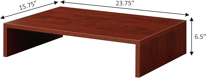 Pemberly Row Small Monitor Riser, 23.75 x 15.75 x 6.5 in, Cherry Finish, Compact Design with Storage Space, Easy Assembly, Perfect for Office Desk or Any Room