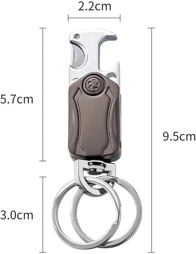 Multi-Function Keychain for Men - Dual Key Ring Organizer with Bottle Opener, Phone Stand & Fidget Spinner，Llaveros para Hombres Car Key Chain.