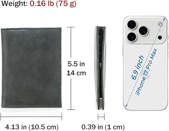 CONTACTS Full Grain Leather Passport Holder RFID Blocking Travel Passport Wallet Compatible with Airtag Passport Cover Case with 4 Cards Slots, Coin Pocket (Gray)