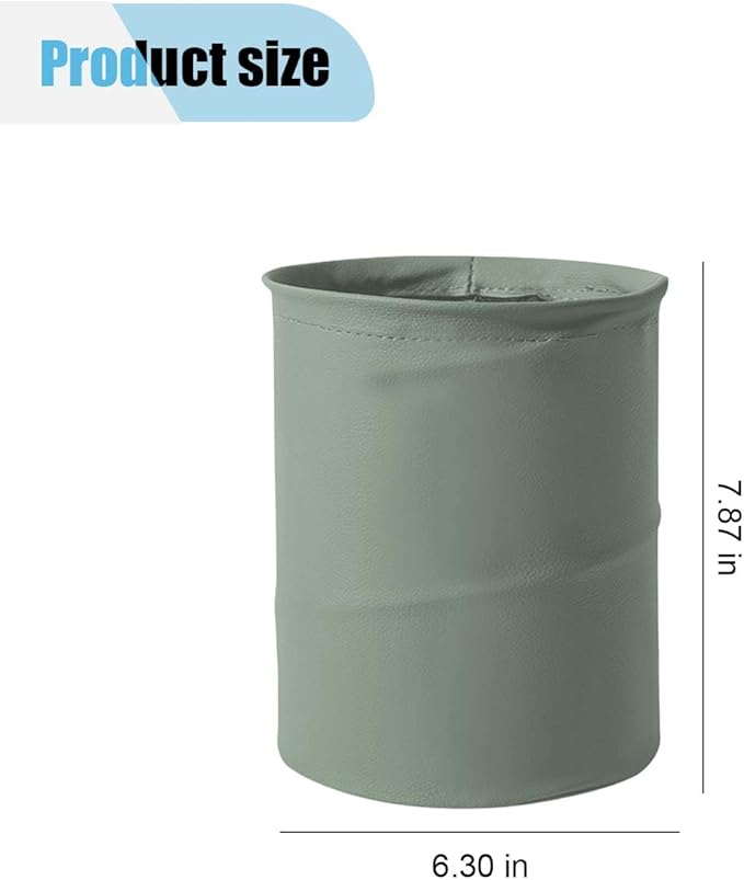 Collapsible Trash Can Car Garbage Bag - Leather Pop-up Car Trash Bin with Elastic Band - Hanging Foldable Garbage Can Vehicle Waste Basket Bin - Double-Layer Washable Bag for Cars Camping (Grey)