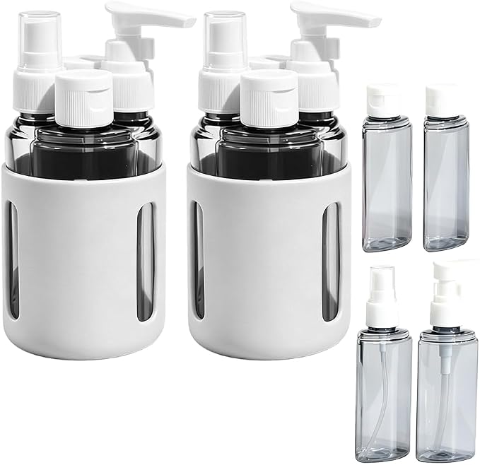 4 in 1 Travel Dispenser Bottles – 2026 New Leak Proof Portable Dispenser Bottle Set for Shampoo, Conditioner, Lotion & Cream, 4pcs 60ml Travel Dispensers for Vacation & Business (Set C)