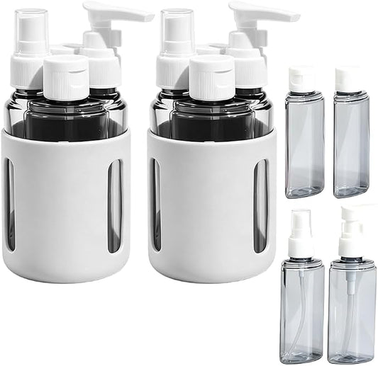 4 in 1 Travel Dispenser Bottles – 2026 New Leak Proof Portable Dispenser Bottle Set for Shampoo, Conditioner, Lotion & Cream, 4pcs 60ml Travel Dispensers for Vacation & Business (Set C)