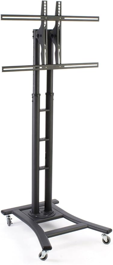 Mobile LCD Display Stand for a 32 to 65 inch Flat Panel Monitor, Height-Adjustable with Tilting Bracket - Black