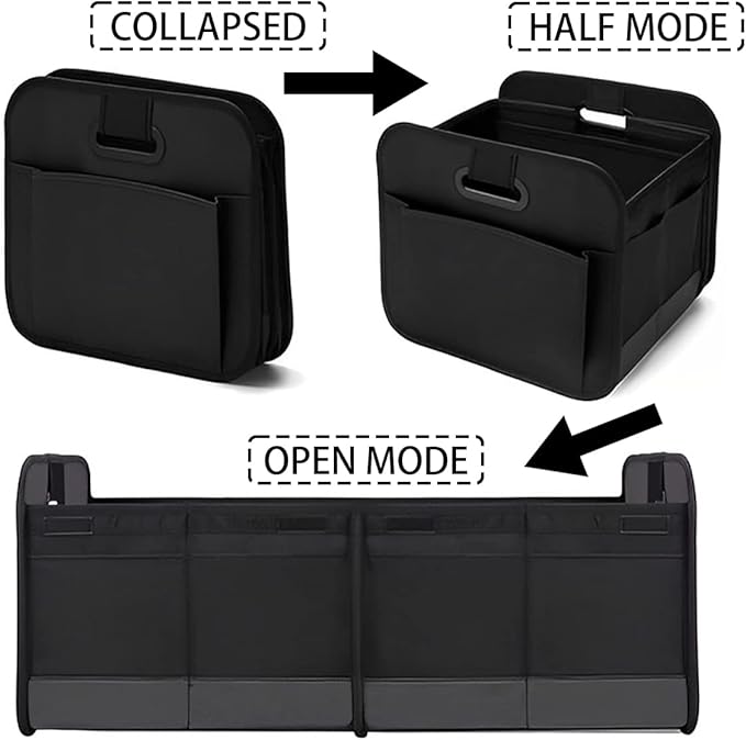 AICEL Car Trunk Organizer, Collapsible Waterproof Premium Oxford Cargo Storage, Multi-Compartment Foldable Trunk Groceries Organizer, Auto Accessories Universal for SUV Truck Sedan