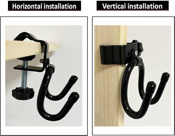 Clamp-On Headphone Stand Headset Holder PC Gaming Headset Hook Hanger, with Adjustable & Rotating Arm Clamp - Horizontal or Vertical Installation - Easy to use. for All Headphones Size