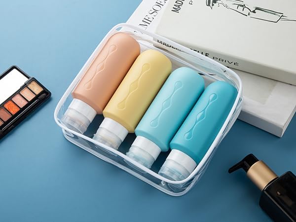 Gemice Travel Bottles for Toiletries, Tsa Approved Travel 6oz Size Containers with Clear Bag, BPA Free Leak Proof Travel Tubs Refillable Liquid Travel Accessories for Cometic Shampoo Lotion