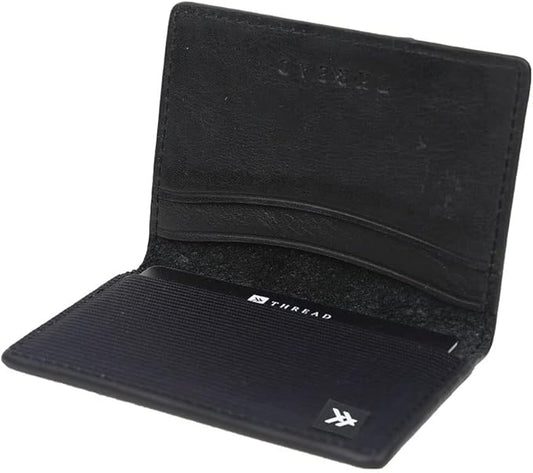 Thread Wallets RFID Blocking Slim Leather Bifold Wallet with Card Protection (Black)