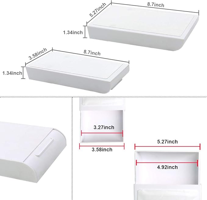 YOOUSOO 2 Pack Under Desk Storage Drawer Organizer, Hidden Slide Out Drawer Attachment, with Self - Adhesive Feature for Desktop and Table Organization, Hidden Under Desk