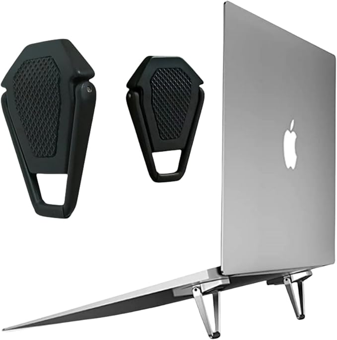 Portable Invisible Laptop Stand - 2PCS zinc Alloy Laptop Mini Stand Heat Dissipation pad, Laptop Lifter Suitable for 12-20 inch Laptop (One Size Mutil Color) (Black)