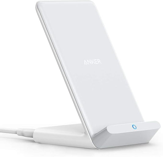 Anker 313 Wireless Charger (Stand), Qi-Certified for iPhone 17/17 Pro/17 Pro Max/16/15/14/13, 10W Fast-Charging Galaxy S23 S22 S21(No AC Adapter)