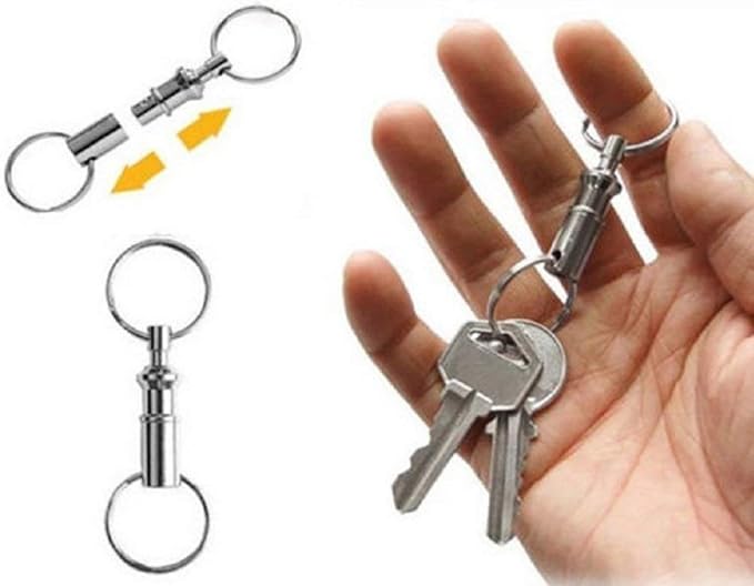 2 Pack Quick Release Detachable Pull Apart Key Rings Keychains,Double Spring Split Snap Seperate Chain Lock Holder Convenient Accessory Gift