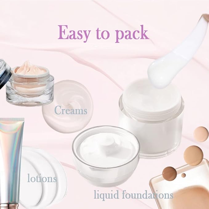 Airless Pump Jar - Refillable Travel Size Containers for Toiletries, Leak Proof Vacuum Lotion Dispenser for Moisturizer, Cream & Skincare, TSA Approved Travel Bottles Set (15/30/50ml)