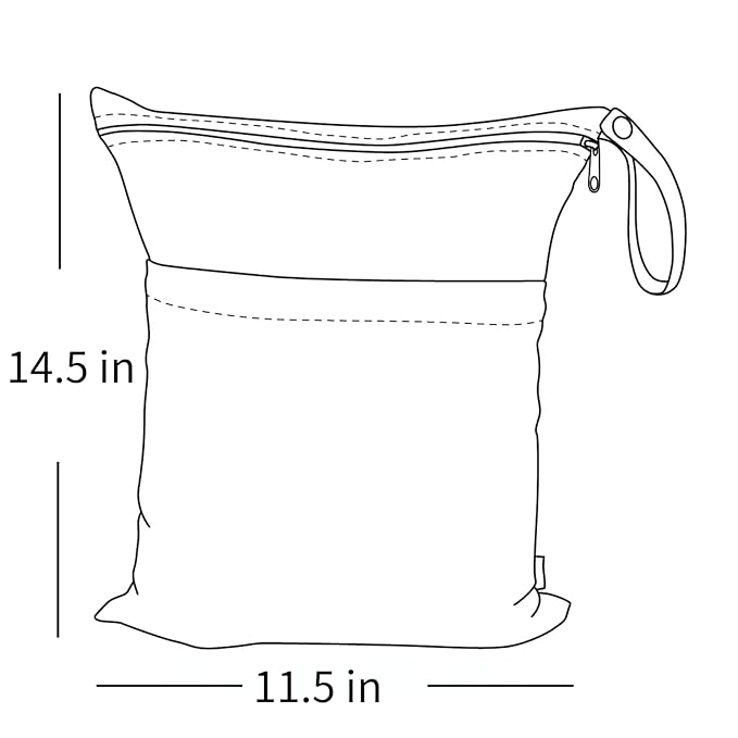 ALVABABY 2pcs Cloth Diaper Wet Dry Bags Waterproof Reusable with Two Zippered Pockets Travel Beach Pool Daycare Soiled Baby Items Yoga Gym Bag for Swimsuits or Wet Clothes 2LM04