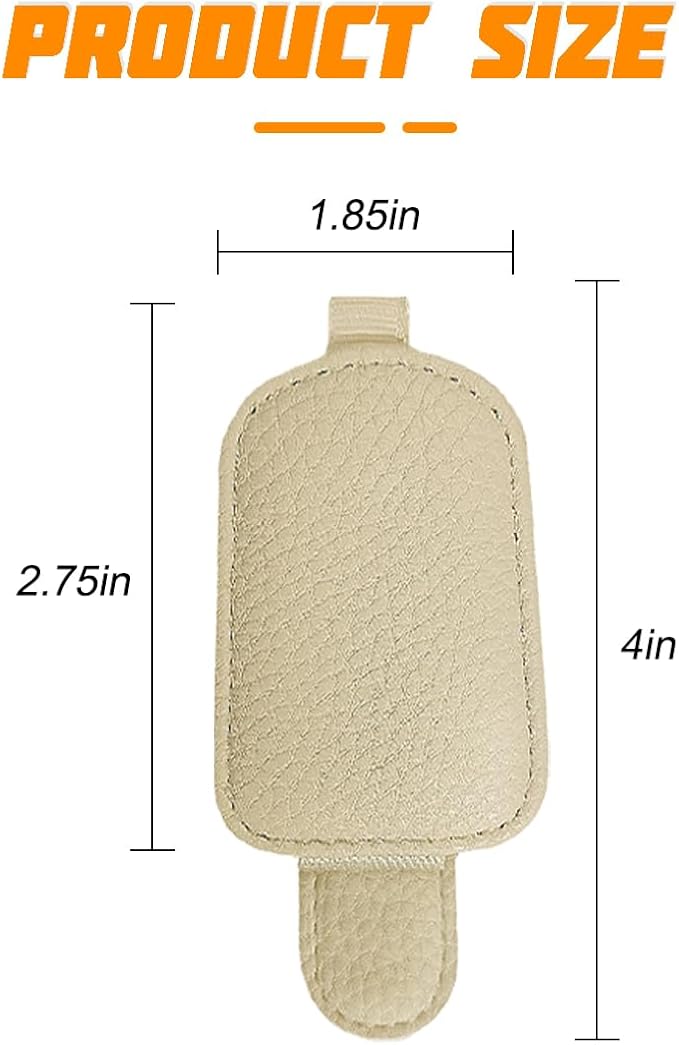 zipelo Sunglasses Holders for Car Sun Visor, 2PCS Magnetic Leather Vehicle Glasses Hanger Clip for Ticket Card, Auto Interior Eyeglass Organizer Accessories, Universal for SUV Sedan Truck (Beige)