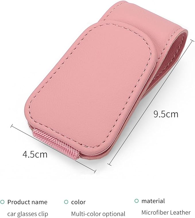 CHOSMOYI Magnetic Leather Sunglass Holder for Car, Sunglasses Clip for Car Visor, Auto Interior Accessories Universal for Different Size Eyeglasses(Pink)