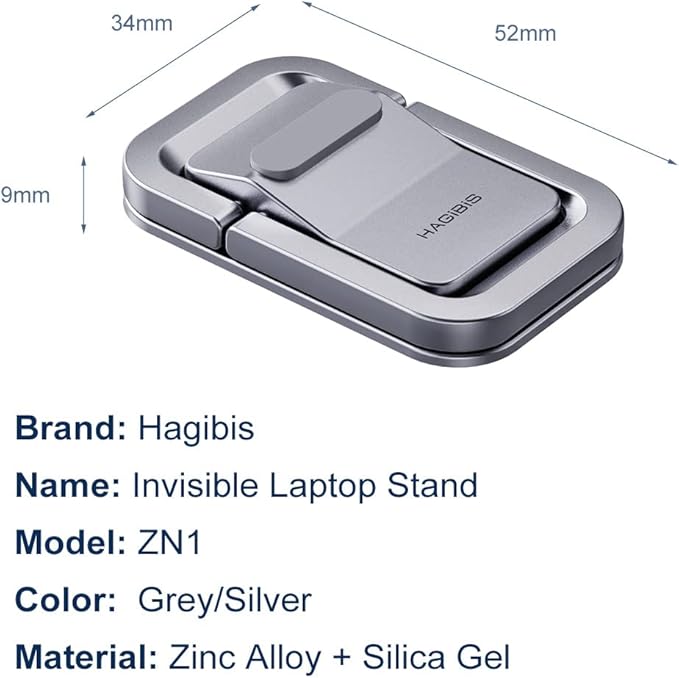 Hagibis Laptop Stand Adjustable Height for Desk, Portable Invisible Laptop Riser, Ergonomic Mount Keyboard Kickstands Aluminum Cooling Pad for MacBook Pro Air, Tablet Laptop (Grey)