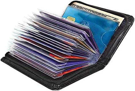 Men's Zipper Wallet with 36 Card Slots - RFID Blocking Genuine Leather Credit Card Holder, Slim Pocket Organizer with ID Window, Secure Lock Wallet for Men & Women
