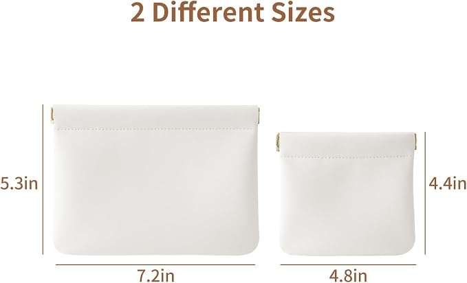 2 Pack Small Makeup Bag for Women, New Organosilicon Super Fiber PU Leather Mini Cosmetic Bag for Travel, Coin Purse Organizer Storage Pouch (Cream)