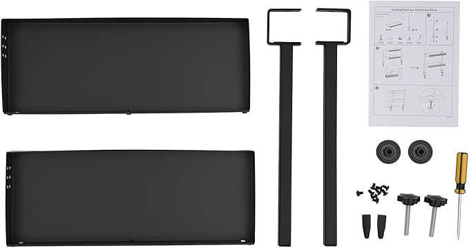 Clamp On Desk Shelf, Heavy Duty Above Desk Shelves, Under Desk Wire Management with Desk Extension Side Table, Desk Add on Shelf Clamp Table for Gaming Desk Organization