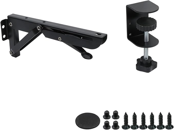 Bitray Desk Extender Clamp Bracket Foldable Bracket Desk Tray Bracket for Desk PC Keyboard Desk Keyboard Tray Black Punch Free Keyboard Tray Clamp Fits 0.5"-2.2" Thick