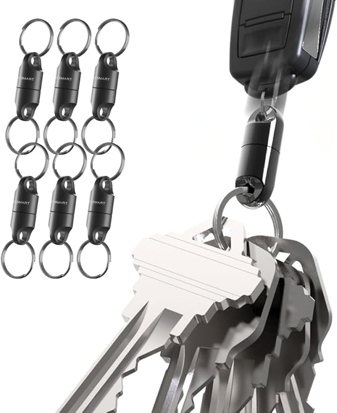 KeySmart MagConnect Magnetic Key Holder for Purse, Key Chains for Car Keys - Detachable Key Ring Quick Release Keychain