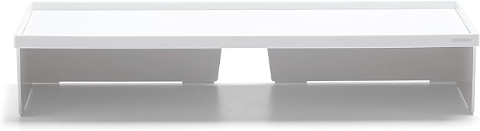 Poppin White Monitor Riser - Lacquer-Like Finish, Cable Cutout in Back, Take Monitor to New Heights, Doubles As All-Purpose Shelf, Stacks with Accessory and Letter Trays, 21,1" x 10,6" x 4,1"