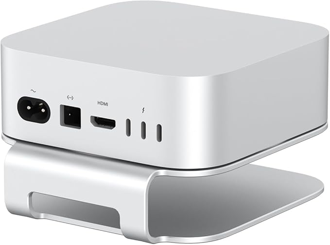 Qwiizlab Aluminum Stand for 2024 Mac mini M4/M4 Pro, Convenient Acess to Power Button, Anti-Scratch, Anti-Slip, Avoid Overheating, Durable and Sturdy Design (Silver)