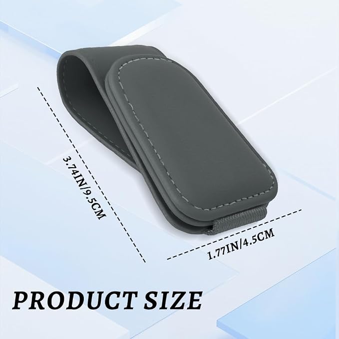 Sunglass Holder for Car, Car Sunglass Holder, Magnetic Leather Sunglasses Holder and Ticket Card Clip, Auto Multi-Functional Sun Visor Eyeglass Holders for SUV Pickup Truck (Grey)
