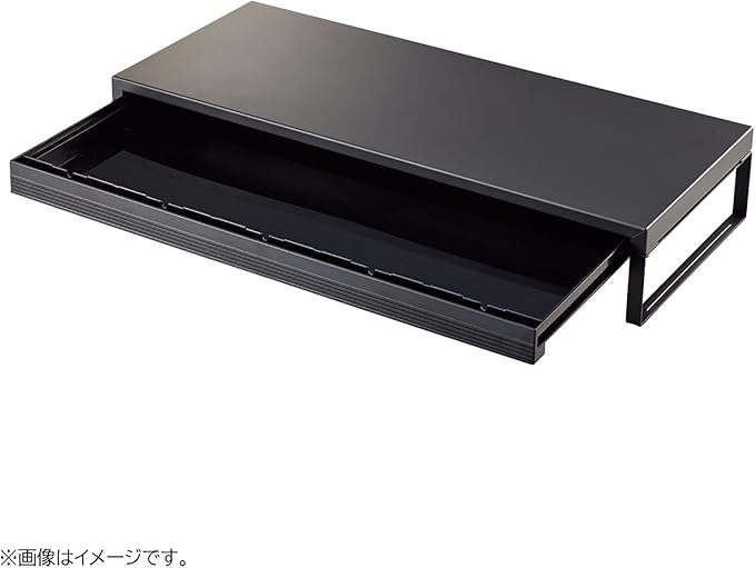 Lihit Lab A7338-124 Computer Stand, Monitor Stand, Desktop Stand, Width 23.2 inches (590 mm), With Drawer, Matte Black