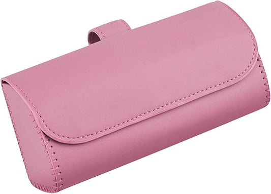 Augeny Sunglasses Holder for Car Sun Visor, Leather Auto Eyeglasses Storage Case with Hidden Magnetic Closure, Protective Glasses Organizer Box, Vehicle Visor Accessories for Woman Man (Pink)